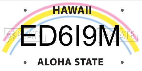 ED6I9M Hawaii License Plate