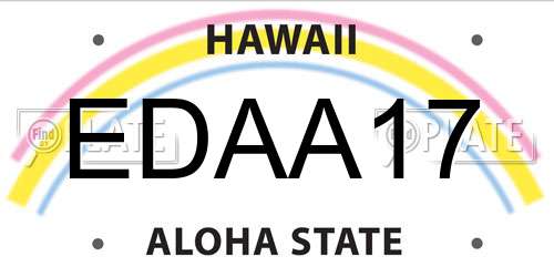EDAA17 Hawaii License Plate
