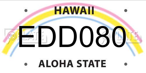 EDD080 Hawaii License Plate