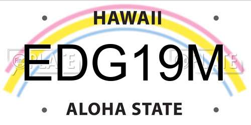 EDG19M Hawaii License Plate