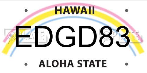 EDGD83 Hawaii License Plate