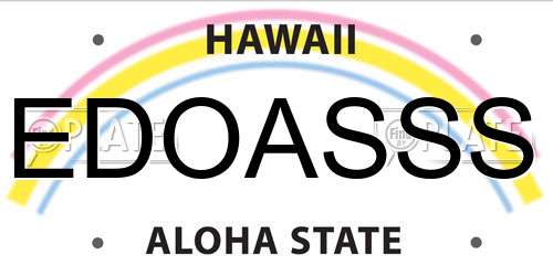 EDOASSS Hawaii License Plate