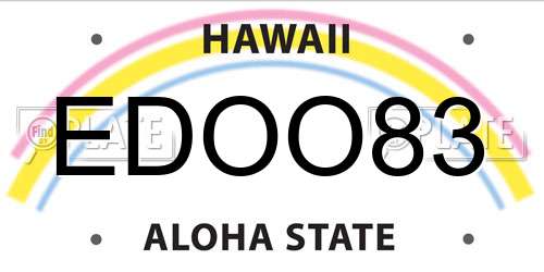 EDOO83 Hawaii License Plate