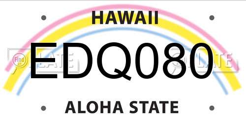 EDQ080 Hawaii License Plate