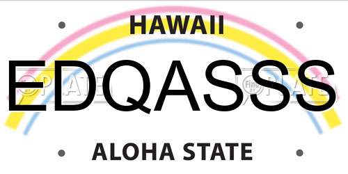EDQASSS Hawaii License Plate