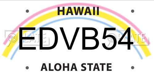 EDVB54 Hawaii License Plate
