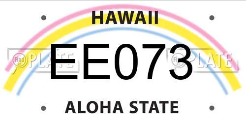 EE073 Hawaii License Plate