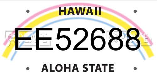 EE52688 Hawaii License Plate