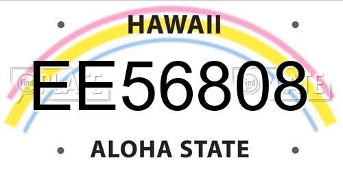 EE56808 Hawaii License Plate