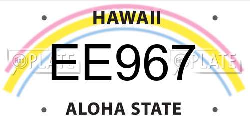 EE967 Hawaii License Plate