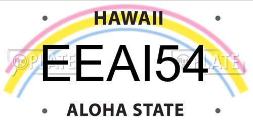 EEAI54 Hawaii License Plate