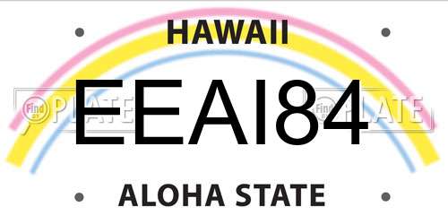 EEAI84 Hawaii License Plate