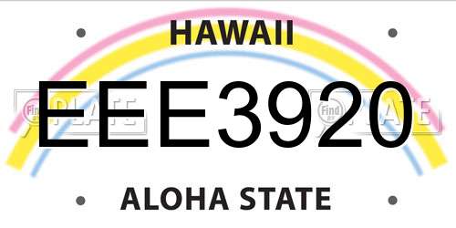 EEE3920 Hawaii License Plate