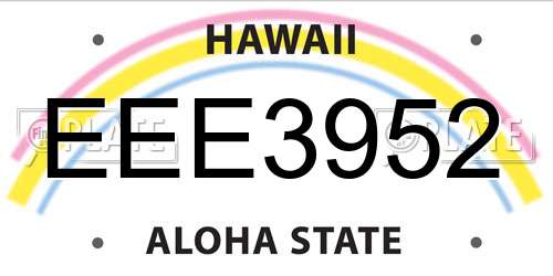 EEE3952 Hawaii License Plate