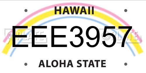 EEE3957 Hawaii License Plate