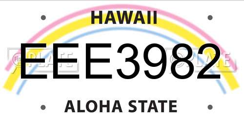 EEE3982 Hawaii License Plate