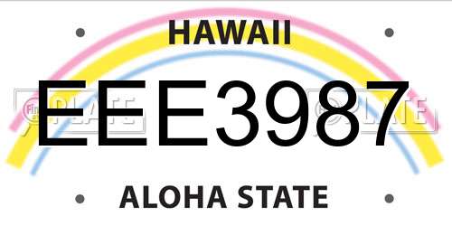 EEE3987 Hawaii License Plate