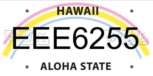 EEE6255 Hawaii License Plate