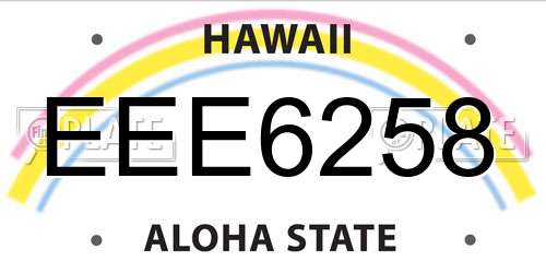 EEE6258 Hawaii License Plate