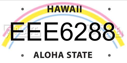 EEE6288 Hawaii License Plate