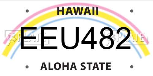 EEU482 Hawaii License Plate