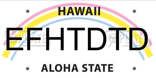 EFHTDTD Hawaii License Plate