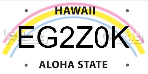 EG2Z0K Hawaii License Plate