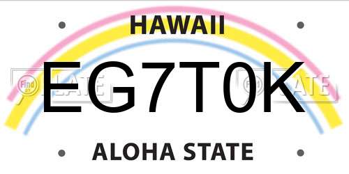 EG7T0K Hawaii License Plate