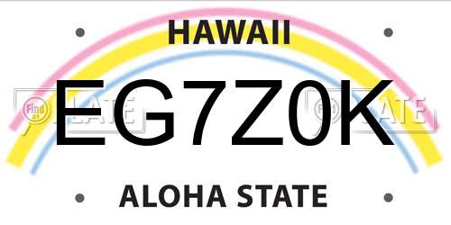 EG7Z0K Hawaii License Plate