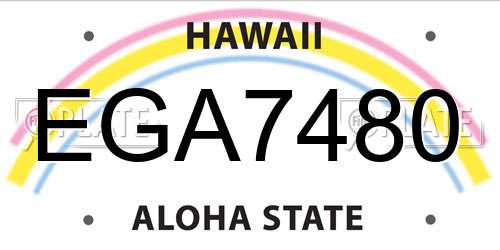 EGA7480 Hawaii License Plate