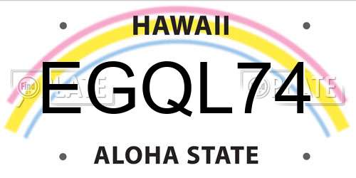 EGQL74 Hawaii License Plate