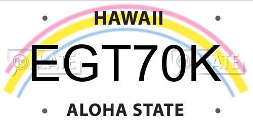 EGT70K Hawaii License Plate
