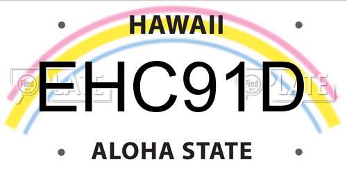 EHC91D Hawaii License Plate