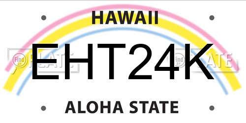 EHT24K Hawaii License Plate