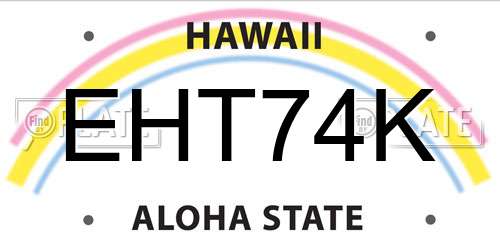 EHT74K Hawaii License Plate