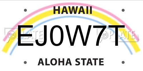 EJ0W7T Hawaii License Plate