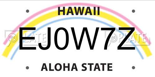EJ0W7Z Hawaii License Plate