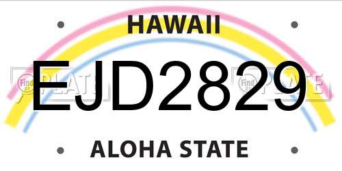 EJD2829 Hawaii License Plate