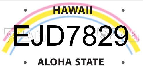 EJD7829 Hawaii License Plate