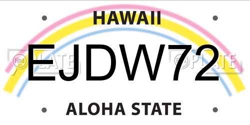 EJDW72 Hawaii License Plate