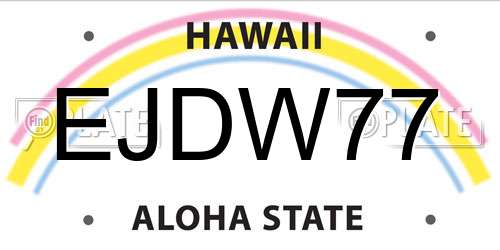 EJDW77 Hawaii License Plate