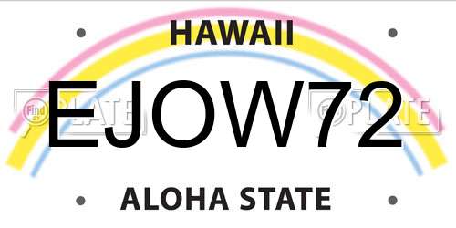 EJOW72 Hawaii License Plate