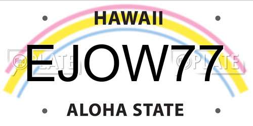 EJOW77 Hawaii License Plate