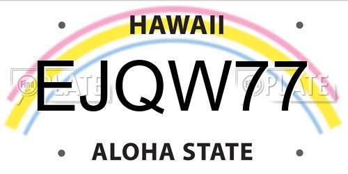 EJQW77 Hawaii License Plate