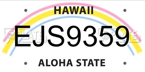 EJS9359 Hawaii License Plate