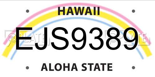EJS9389 Hawaii License Plate
