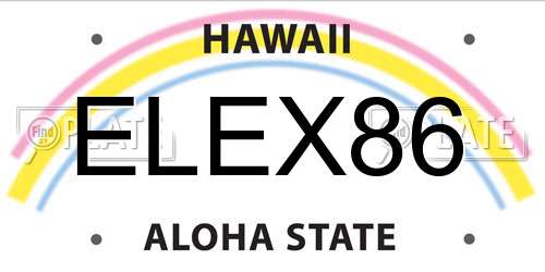 ELEX86 Hawaii License Plate