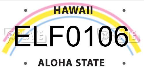 ELF0106 Hawaii License Plate