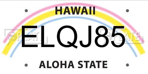 ELQJ85 Hawaii License Plate