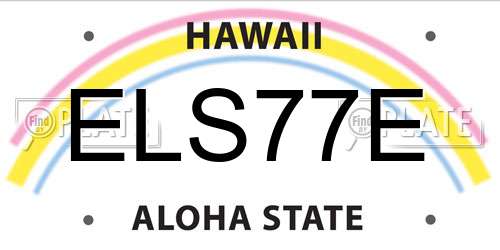 ELS77E Hawaii License Plate
